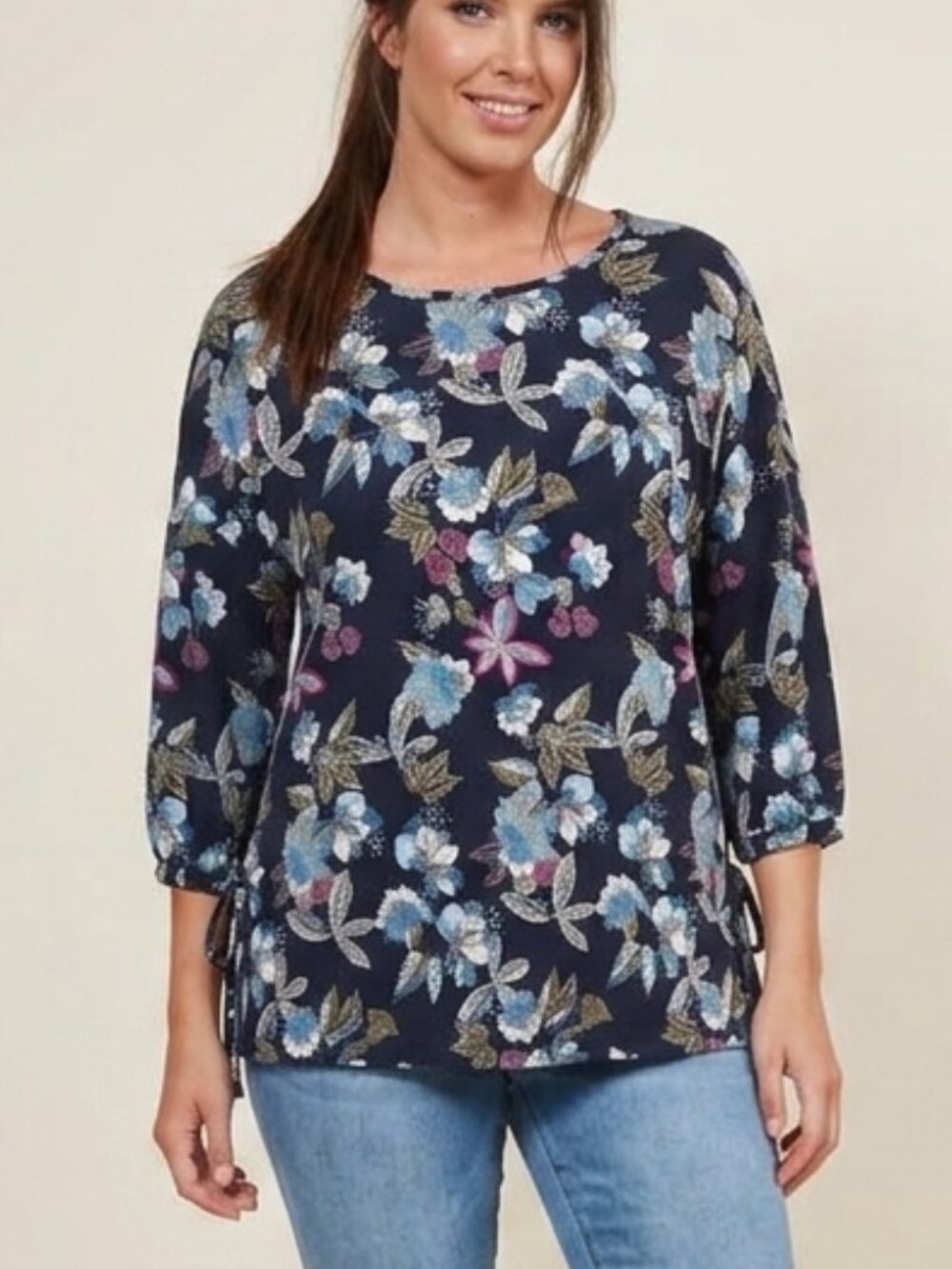 Robert Louis Black Floral Top